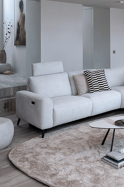 Relaxsofa Carini: elektrische relaxfunctie en hoofdsteun