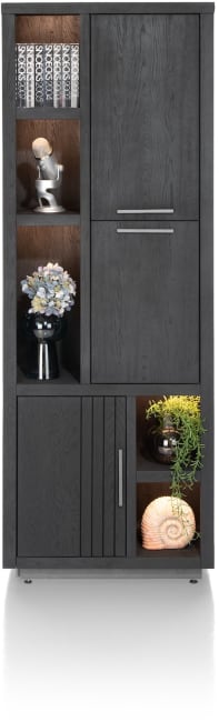 Henders and Hazel - Pavie - bergkast smal 75 cm - 3-deuren + 5-niches (+ LED) - castle black
