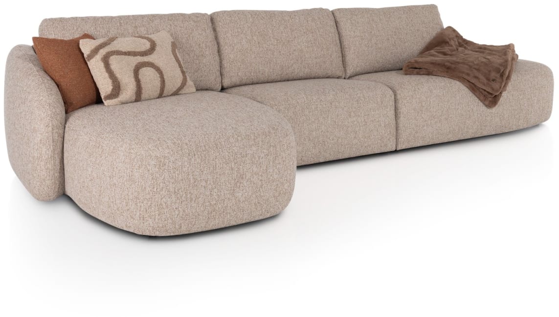XOOON - Merano - Banken - Longchair links ronde arm - 1 zits zonder armen - ottomane small rechts