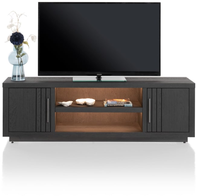 Henders and Hazel - Pavie - lowboard 160 cm - 2-deuren + 2-niches (+ LED) - castle black