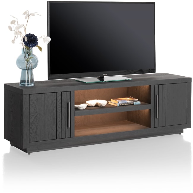 Henders and Hazel - Pavie - lowboard 160 cm - 2-deuren + 2-niches (+ LED) - castle black