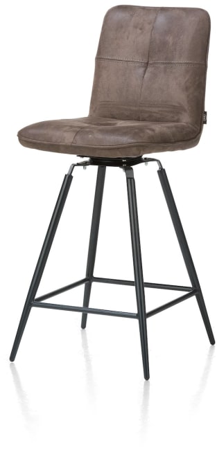 Henders and Hazel - Milan Leder - Industrieel - barstoel met draai-systeem - zwart frame
