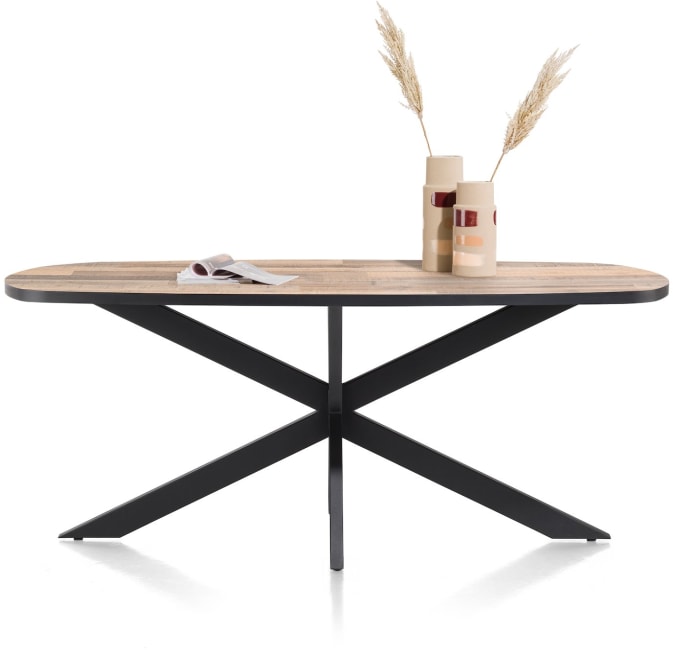 Henders and Hazel - Avalox - Industrieel - eetkamertafel ovaal 210 x 110 cm - kleur driftwood - centrale poot