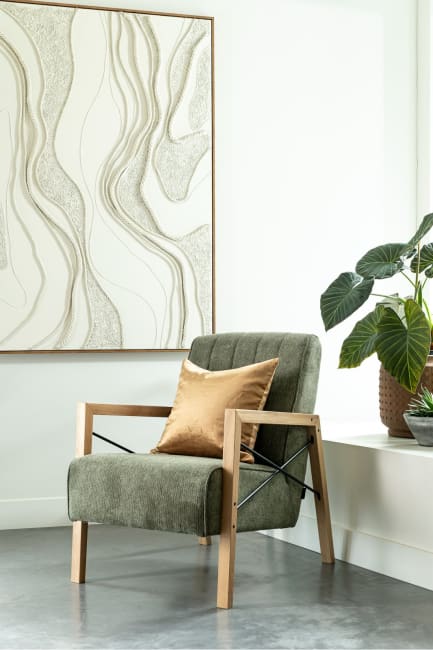 Henders and Hazel - Northon - Natuurlijk - fauteuil met houten arm vintage clay / white / black