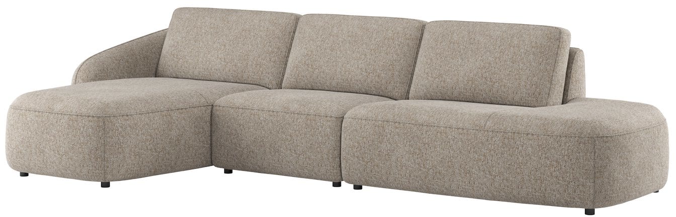 XOOON - Merano - Banken - Longchair links ronde arm - 1 zits zonder armen - ottomane small rechts