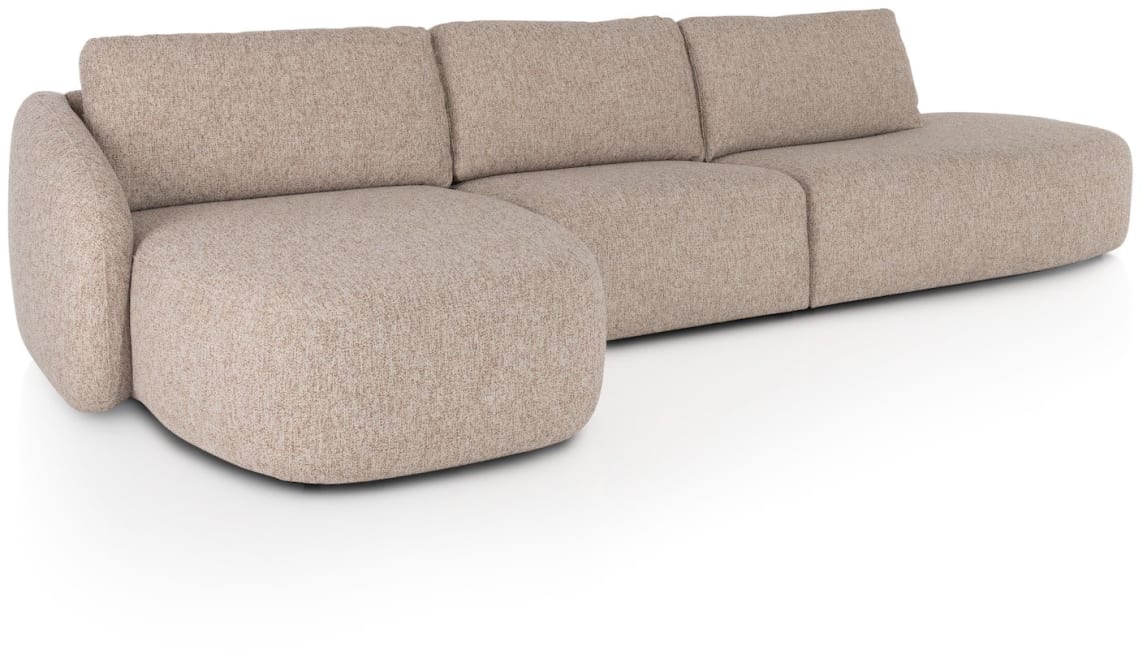 XOOON - Merano - Banken - Longchair links ronde arm - 1 zits zonder armen - ottomane small rechts