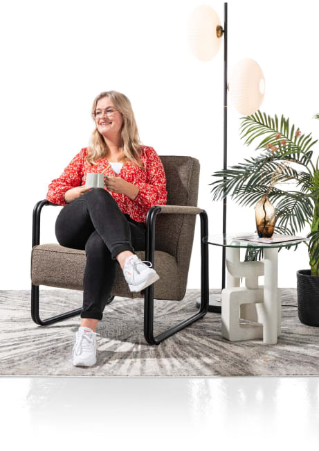 Happy@Home - Barletta - Industrieel - fauteuil - zwart frame
