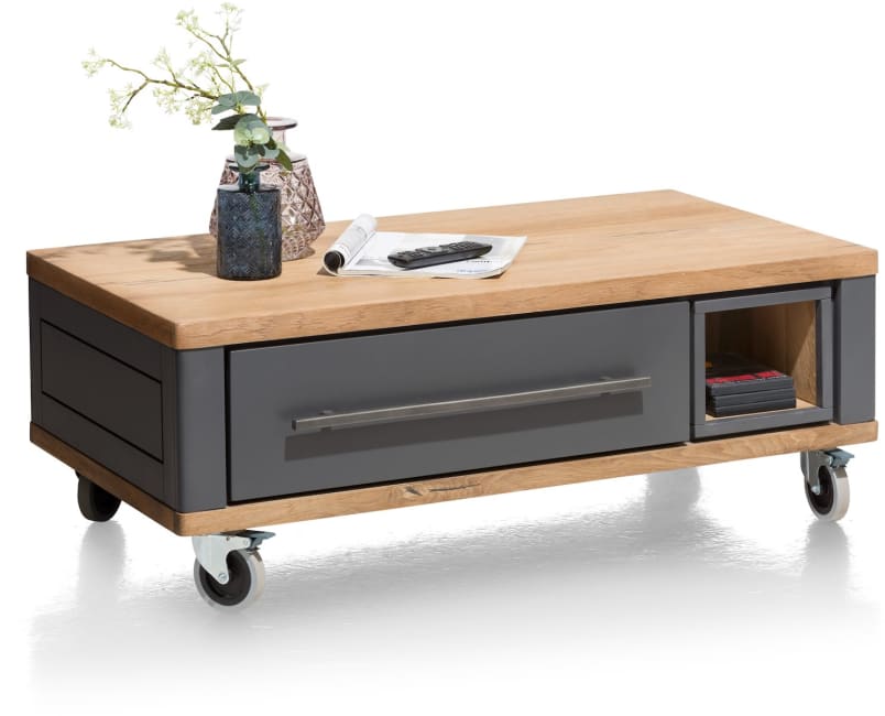 Henders and Hazel - Jardin - Landelijk - salontafel 100 x 60 cm + 2-laden + 1-niche - Antraciet