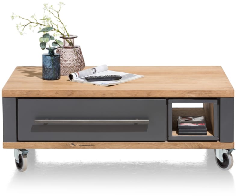 Henders and Hazel - Jardin - Landelijk - salontafel 100 x 60 cm + 2-laden + 1-niche - Antraciet