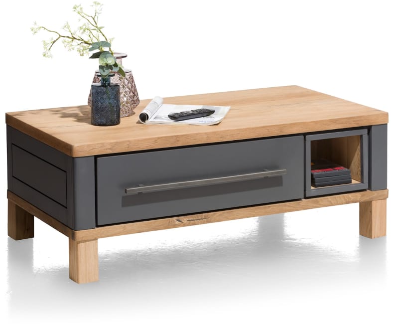 Henders and Hazel - Jardin - Landelijk - salontafel 100 x 60 cm + 2-laden + 1-niche - Antraciet