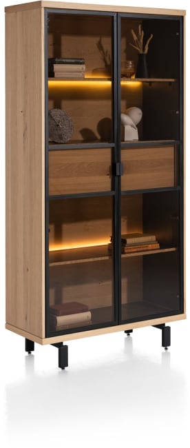 Henders and Hazel - Ridgefield - vitrine 100 cm - 2-glasdeuren + 2-laden (+ LED) - natural