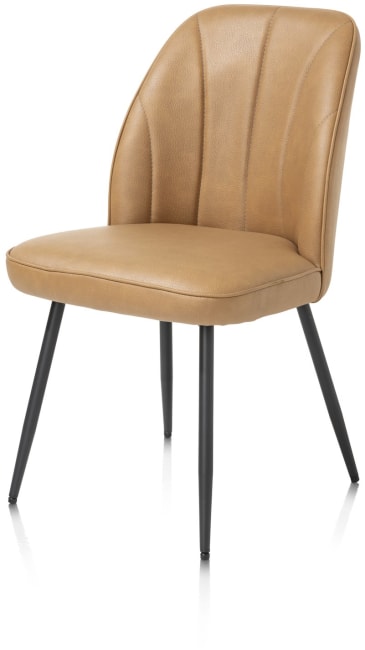 Henders and Hazel - Leo - eetkamerstoel - frame rough off black (ROB) - stof Pala - Okergeel