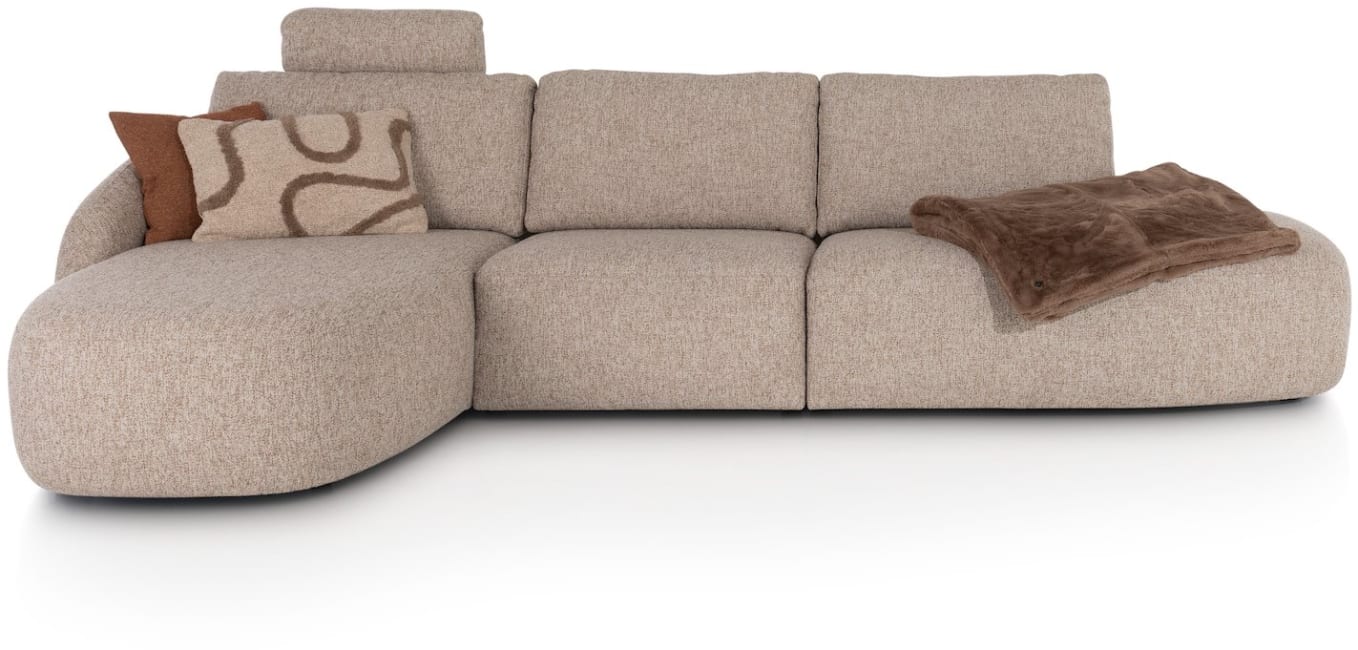 XOOON - Merano - Banken - Longchair links ronde arm - 1 zits zonder armen - ottomane small rechts