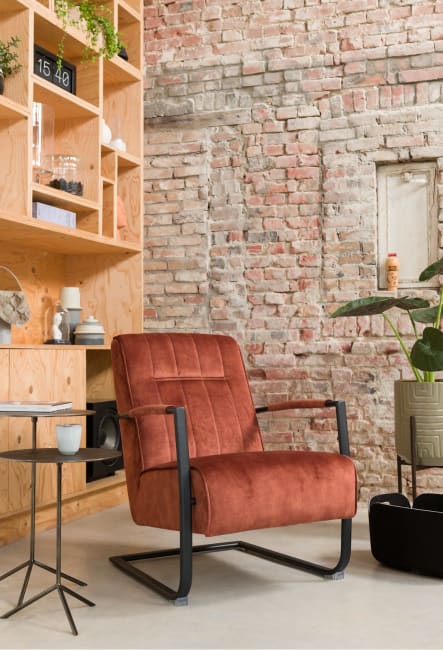 Henders and Hazel - Northon - Natuurlijk - fauteuil met swing-frame metaal zwart