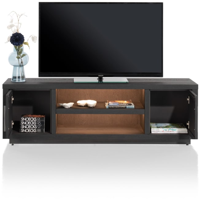 Henders and Hazel - Pavie - lowboard 160 cm - 2-deuren + 2-niches (+ LED) - castle black