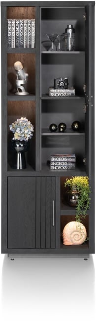Henders and Hazel - Pavie - bergkast smal 75 cm - 3-deuren + 5-niches (+ LED) - castle black