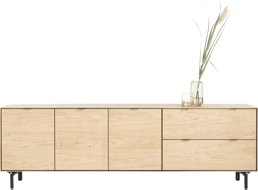 XOOON - Elements - Sideboard Naturel 240 cm mit 3 Tueren und 2 Schubladen + Set Metallfuesse
