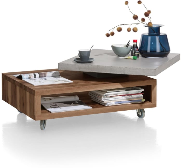 H&H - Maitre - Industriel - table basse 90 x 70 cm - plateaux pivotant
