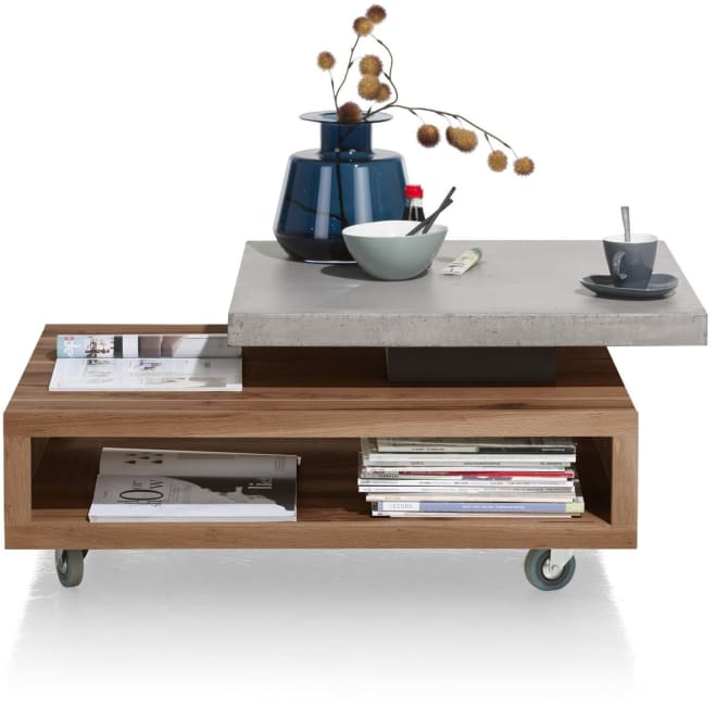 H&H - Maitre - Industriel - table basse 90 x 70 cm - plateaux pivotant