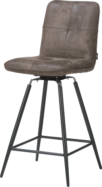 H&H - Milan Leder - Industriel - chaise de bar pivotante - pied noir