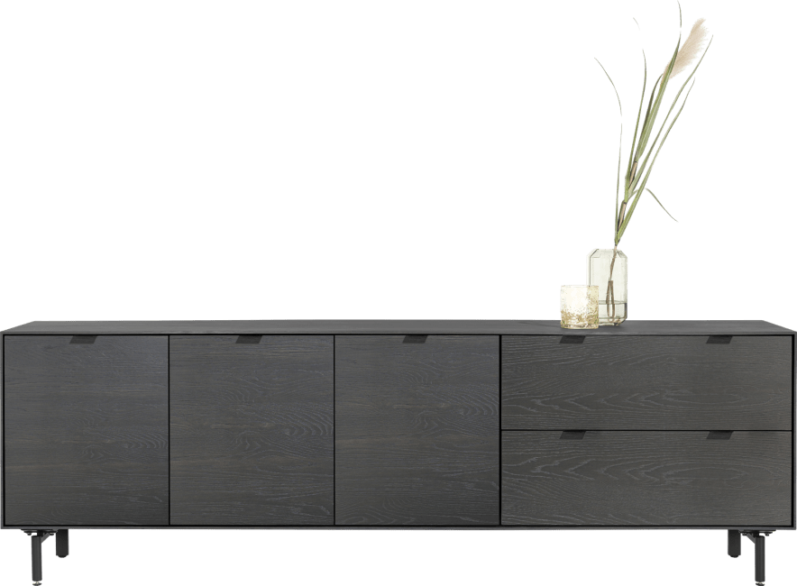 XOOON - Elements - Sideboard Onyx 240 cm mit 3 Tueren und 2 Schubladen + Set Metallfuesse
