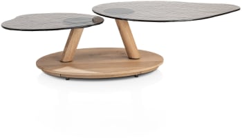 Couchtisch drehbar - 135x58cm - Glas Tischplatte