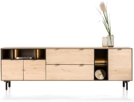 buffet 240 cm. - 3-portes + 2-tiroirs + 5-niches + led incl. pieds en métal