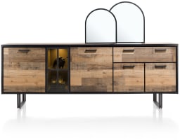 buffet 230 cm - 4-portes + 1-tiroir + 1-porte en verre (+ LED)