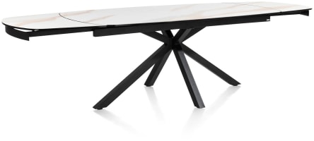 uitschuiftafel 200 x 100 cm. (+ 2 x 50) - centrale poot - keramiek blad