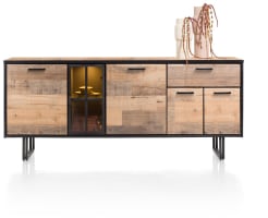 buffet 200 cm - 4-portes + 1-tiroir + 1-porte en verre (+ LED)