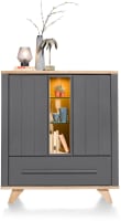 buffet haut 125 cm 2-portes + 1-tiroir (+ 2-dedans) + 3-niches (+ LED)