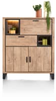 Highboard 125 cm - 2-Türen + 1-Lade + 1-Klappe + 2-Nischen (+ LED)