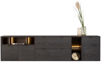 buffet 240 cm. - 3-portes + 2-tiroirs + 5-niches + led