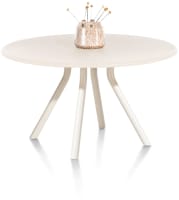 eetkamertafel rond 140 cm. - stone-skin - centrale poot kort