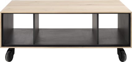 table basse 60 x 90 cm. + 3-niches - avec roulettes & pieds