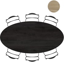 tafel 220 x 110 cm. - ellips - centrale poot Nebbia