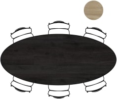 tafel 250 x 110 cm. - ellips - poten aan de zijkant