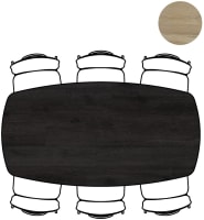 tafel 190 x 100 cm. - ovaal - centrale poot lang