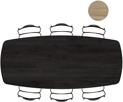 tafel 250 x 110 cm. - ovaal - centrale poot lang