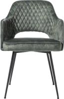 chaise a accoudoirs avec cadre rough off black - tissu Karese avec passepoil anthracite
