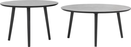 Capri ensemble de table basse ronde 75 cm. + ronde 60 cm. - noir