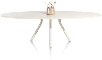 Tisch oval 270 x 120 cm. - stone-skin - Zentralfuss lang