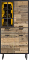 armoire 96 cm - 3-portes + 1-tiroir + 1-porte en verre (+ LED)