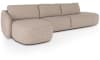 XOOON - Merano - Banken - Longchair links ronde arm - 1 zits zonder armen - ottomane small rechts