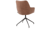 XOOON - Mats - chaise à accoudoirs - piétement aluminium - pivotante graphite - Pala cognac + Luton cuivre