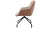 XOOON - Mats - armstoel aluminium frame wielen rough off black - combi Pala cognac + Luton koper