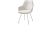 XOOON - Odin - chaise à accoudoirs - piétement métal RAL 7044 - silk grey - tissu Vada ivoire