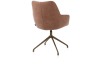 XOOON - Mats - chaise à acc. - piétement aluminium 4 pieds steelbrown -pivotante - Pala cognac + Luton cuivre