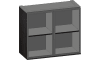 XOOON - Modulo - Minimalistisches Design - Schrank 90 cm - hoch - 2 Niveau - 2-Glastüren