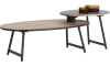 XOOON - Torano - Minimalistisches Design - Couchtisch-Set - 65 x 50 cm (schwarz) + 110 x 60 cm (Walnuss)